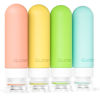 Picture of Quatish Travel Bottles for Toiletries, Original Patented Leak Proof Travel Size Containers, 3 oz Tsa Approved Silicone Shampoo and Conditioner Bottles, 4 Pack, Multi-Color