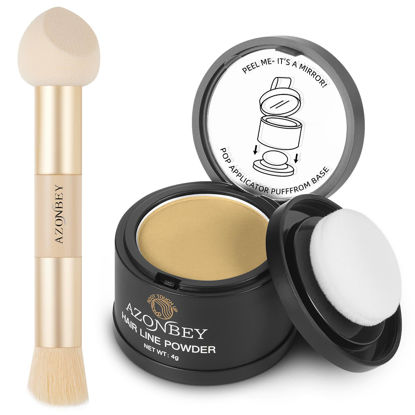 Picture of Root Touch Up Sets,Hairline Powder for Women Cover Up- Hairline Concealer for Thin and Thinning Hair, Water & Sweat Resistant,Contain Azonbey Makeup Brush (Blonde, Med-Makeup Brush)