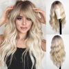Picture of HAIRCUBE Blonde with Highlight Wig Long Curly Wig with Bangs Brown wig Natural Appearance Heat-Resistant Synthetic Wig Suitable for Fashionable Women