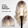 Picture of HAIRCUBE Blonde with Highlight Wig Long Curly Wig with Bangs Brown wig Natural Appearance Heat-Resistant Synthetic Wig Suitable for Fashionable Women