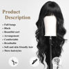 Picture of HAIRCUBE Black Wig Long Curly Wig with Bangs Natural Appearance Heat-Resistant Synthetic Wig Suitable for Fashionable Women