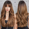 Picture of HAIRCUBE Ombre Brown Wigs with Bangs Synthetic Women's Wig Long Wavy Layered Heat-Resistant Wig for Daily Use Natural and comfortable
