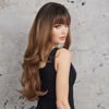 Picture of HAIRCUBE Ombre Brown Wigs with Bangs Synthetic Women's Wig Long Wavy Layered Heat-Resistant Wig for Daily Use Natural and comfortable