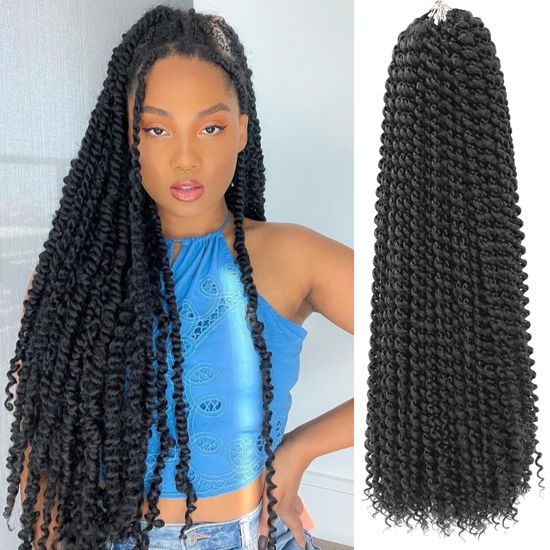 Picture of Passion Twist Hair 24 Inch 8 Packs Passion Twist Crochet Hair For Women Passion Twists Braiding Hair Long Bohemian Spring Twist Hair Crochet Braids Synthetic Hair Extension (24 Inch, 1#)