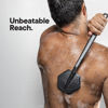 Picture of Tooletries - Silicone Back Scrubber with Hook - Exfoliating Shower Brush, Back Washer for Men, Durable Back Brush with Long Handle - Long Lasting Bath & Shower Accessories - Charcoal