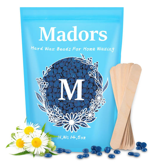 Picture of Hard Wax Beans Kit for Hair Removal - Madors 1lB Brazilian Underarms Body and Chest Large Refill Wax Beads for Wax Warmer