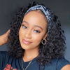 Picture of Aiterina Headband Wig deep wave human hair wigs for Black Women Brazilian Remy Hair Glueless Non Lace Front Wig 150% Density Natural Color (8 inch, Headband Wig Deep Wave)