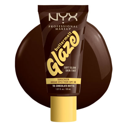 Picture of NYX PROFESSIONAL MAKEUP Buttermelt Glaze Soft Glow Skin Tint + SPF 30, Up To 12HR Wear, 10 Chocolate Butta