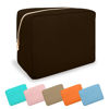 Picture of UIXIZQ Waterproof Large Makeup Bag Pouch,Nylon Women Travel Toiletry Storage Bag Preppy Cosmetic Bag for Girls,Big Makeup Organizer Bag Cute Zipper Pouch Bag for Sport Work Gift(Large-Chocolate)