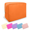 Picture of UIXIZQ Waterproof Large Makeup Bag Pouch,Nylon Women Travel Toiletry Storage Bag Preppy Cosmetic Bag for Girls,Big Makeup Organizer Bag Cute Zipper Pouch Bag for Sport Work Gift(Large-Peach)