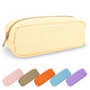 Picture of UIXIZQ Waterproof Small Pencil Case Makeup Bag for Purse,Cute Pencil Pouch Preppy Nylon Makeup Brush Holder with Zipper,Girls Portable Storage Case Small Pen Bag for Office College(Slim-Beige)