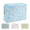 Picture of UIXIZQ Waterproof Large Floral Makeup Bag Pouch,Nylon Travel Toiletry Storage Bag Preppy Flower Cosmetic Bag for Women Girl,Large Capacity Makeup Organizer Bag Zipper Pouch for Work(Large Blue-Daisy)