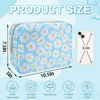 Picture of UIXIZQ Waterproof Large Floral Makeup Bag Pouch,Nylon Travel Toiletry Storage Bag Preppy Flower Cosmetic Bag for Women Girl,Large Capacity Makeup Organizer Bag Zipper Pouch for Work(Large Blue-Daisy)