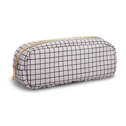 Picture of UIXIZQ Waterproof Small Pencil Case Makeup Bag for Purse,Cute Pencil Pouch Nylon Preppy Checkered Makeup Brush Holder with Zipper,Girls Portable Storage Case Small Pen Bag for Office(Slim-Checkered)