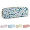 Picture of UIXIZQ Waterproof Small Floral Pencil Case Makeup Bag for Purse,Cute Flower Pencil Pouch Preppy Nylon Makeup Brush Holder with Zipper,Girls Portable Storage Case Pen Bag for Work(Slim Green-Daisy)