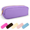 Picture of UIXIZQ Waterproof Small Pencil Case Makeup Bag for Purse,Cute Pencil Pouch Preppy Nylon Makeup Brush Holder with Zipper,Girls Portable Storage Case Small Pen Bag for Office College(Slim-Purple)