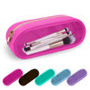 Picture of UIXIZQ Clear Small Pencil Pouch Makeup Bag for Purse,Nylon&PVC Pencil Case Waterproof Makeup Brush Holder with Zipper,Preppy Transparent Pen Bag Travel Cosmetic Bag for Women Office(Slim-Hot Pink)