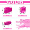 Picture of UIXIZQ Clear Small Pencil Pouch Makeup Bag for Purse,Nylon&PVC Pencil Case Waterproof Makeup Brush Holder with Zipper,Preppy Transparent Pen Bag Travel Cosmetic Bag for Women Office(Slim-Hot Pink)