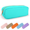 Picture of UIXIZQ Waterproof Small Pencil Case Makeup Bag for Purse,Cute Pencil Pouch Preppy Nylon Makeup Brush Holder with Zipper,Girls Portable Storage Case Small Pen Bag for Office College(Slim-Mint Green)