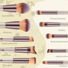Picture of Makeup Brushes Set, HEYMKGO Portable Makeup Brush Set Professional Champagne Gold Premium Synthetic Foundation Brush Powder Concealers Eye Shadows Blush with Cosmetic Bag 10PCS Common Types