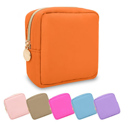 Picture of UIXIZQ Waterproof Mini Makeup Bag Pouch for Purse,Small Cosmetic Travel Bag Pouch Nylon Toiletry Organizers Bag for Women Girls,Cute Mini Zipper Pouch Preppy Coin Purse for Work Camping(Mini-Peach)