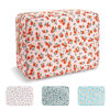 Picture of Waterproof Large Floral Makeup Bag Pouch,Nylon Travel Toiletry Storage Bag Preppy Flower Cosmetic Bag for Women Girl,Large Capacity Makeup Organizer Bag Zipper Pouch for Work(Large Pink-Flowers)