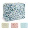 Picture of Waterproof Large Floral Makeup Bag Pouch,Nylon Travel Toiletry Storage Bag Preppy Flower Cosmetic Bag for Women Girl,Large Capacity Makeup Organizer Bag Zipper Pouch for Work(Large Green-Daisy)