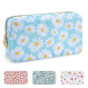 Picture of Waterproof Small Floral Makeup Bag Pouch for Purse,Nylon Flower Cosmetic Bag Preppy Travel Toiletry Storage Bag for Women Girl,Cute Makeup Organizer Bag Skincare Bag with Zipper(Small Blue-Daisy)