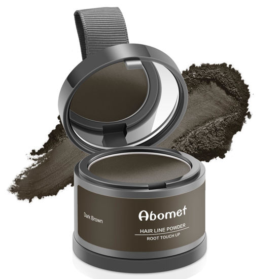 Picture of Abomet Root Touch Up Instantly Gray Hair Coverage Hairline Powder, Dark Brown, for Women Men, Hair Fibers For Thinning Hair