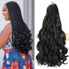 Picture of French Curly Braiding Hair 18 Inch 8 Packs Black Color - Pre Stretched Bouncy Braiding Hair- Loose Wavy Braiding Hair Synthetic Hair Extensions For Black Women (18 inch 8 packs 1B)