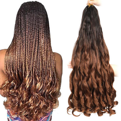 Picture of French Curly Braiding Hair 24 Inch 8 Packs - Pre Stretched Bouncy Braiding Hair- Loose Wavy Braiding Hair Synthetic Hair Extensions For Black Women (24 inch 8 packs OT4/30)