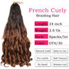 Picture of French Curly Braiding Hair 24 Inch 8 Packs - Pre Stretched Bouncy Braiding Hair- Loose Wavy Braiding Hair Synthetic Hair Extensions For Black Women (24 inch 8 packs OT4/30)