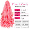 Picture of French Curly Braiding Hair 24 Inch 8 Packs Pink Color - Pre Stretched Bouncy Braiding Hair- Loose Wavy Braiding Hair Synthetic Hair Extensions For Black Women (24 inch 8 packs, Pink)