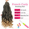 Picture of French Curly Braiding Hair 24 Inch 8 Packs - Pre Stretched Bouncy Braiding Hair- Loose Wavy Braiding Hair Synthetic Hair Extensions (24 inch 8 packs 1B/27)