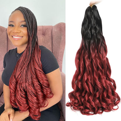 Picture of French Curly Braiding Hair 24 Inch 8 Packs - Pre Stretched Bouncy Braiding Hair- Loose Wavy Braiding Hair Synthetic Hair Extensions For Black Women(24 inch 8 packs, OT/Bug)