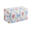 Picture of HHQQWZ Makeup Bag Travel Cosmetic Bag for Women Girls, Zipper Make Up Pouch, Floral Flowers Toiletry Organizer Makeup, Portable Storage Bag, Cosmetic Travel Cloth Bag (Blue Bowknot/Gold Zipper)