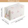 Picture of HHQQWZ Makeup Bag Travel Cosmetic Bag for Women Girls, Zipper Make Up Pouch, Floral Flowers Toiletry Organizer Makeup, Portable Storage Bag, Cosmetic Travel Cloth Bag (Pink Bow Tie)