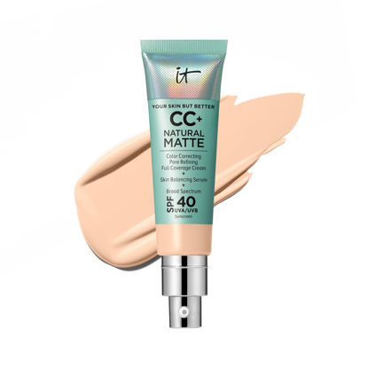 Picture of IT Cosmetics CC+ Cream Natural Matte Foundation with SPF 40 - Shine-Reducing & Long-Wear Full Coverage Foundation For Oily Skin - With Hyaluronic Acid - Non-Comedogenic, Fair Beige - 1.08 fl oz