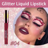 Picture of evpct 1Pcs Dark Red Matte to Glitter Liquid Lipstick Lip Set Kit, Long Lasting Matte Diamond Glitter Lipstick Waterproof, Colorful Sparkly Glossy Metallic Shimmer Sparkle Lip Gloss for Women 04#