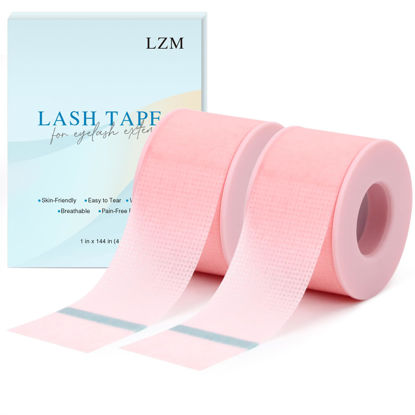 Picture of Lash Tape for Eyelash Extensions,Eyelash Tape Silicone Gel Eyelash Extension Tape for Sensitive Skin Pain-Free Removal Breathable Micro-Porous Lash Extensions Tape (1in x 4yd, 2Rolls,Pink)
