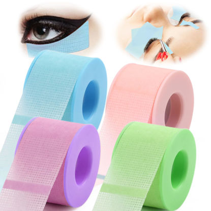 Picture of Lash Tape, Silicone Gel Eyelash Tape for Eyelash Extensions Stick Well,Breathable Lash Tape Gentle on Skin,Micro-Porous Eyelash Extension Tape Blue Pink Purple Green 4Rolls(1Inch X4 Yards)