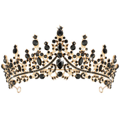 Picture of COCIDE Bronze Tiara and Crown for Women Baroque Crystal Queen Crown Vintage Rhinestone Tiara for Girl Bride Wedding Hair Accessories for Bridal Birthday Party Prom