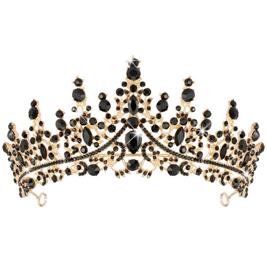 Picture of COCIDE Bronze Tiara and Crown for Women Baroque Crystal Queen Crown Vintage Rhinestone Tiara for Girl Bride Wedding Hair Accessories for Bridal Birthday Party Prom