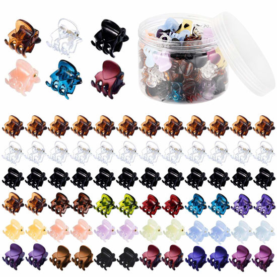 Picture of Mini Hair Claw Clips for Girls and Women, Funtopia 72 Pcs Small Hair Clips Pins Clamps Non Slip Tiny Plastic Jaw Clips (Assorted Colors)