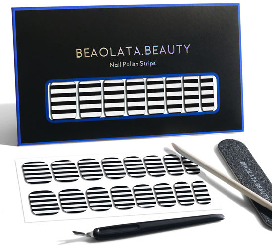 Picture of Beaolata Nail Polish Strips, 32 Nail Wraps, Nail Stickers, Gel Nail Strips, Easy Apply& Remove, Long Lasting, Salon Quality (Zebra Black&White)