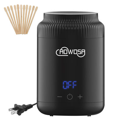Picture of Mini Wax Pot Warmer for Hair Removal, Professional Portable Digital Wax Heater Machine for Facial Body SPA Salon, with 200ml Non-stick Pot, ℃/℉ Switchable Display, 100 Brow Wax Sticks