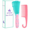 Picture of Detangling Hair Brush, Detangling brush for Adults and Kids, Comb Set for Kinky Curly Coily and Wavy Hair, For Wet and Dry Hair, Afro American Type 3a-4c, Comfortable Grip, Easy to Clean(Pinkgreen)