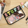 Picture of DYSHAYEN Chenille Letter Clear Zipper Pouch for Travel,Nylon Clear Cosmetic Bag,Makeup Travel Bag for Women (Black-Stuff)