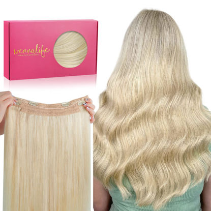 Picture of WENNALIFE Wire Hair Extensions (Increase 50% Lifespan) Real Human Hair 22 inch 120g Bleach Blonde Remy Wire Hair Extensions Invisible Transparent Fish Line Straight Real Hair Extensions