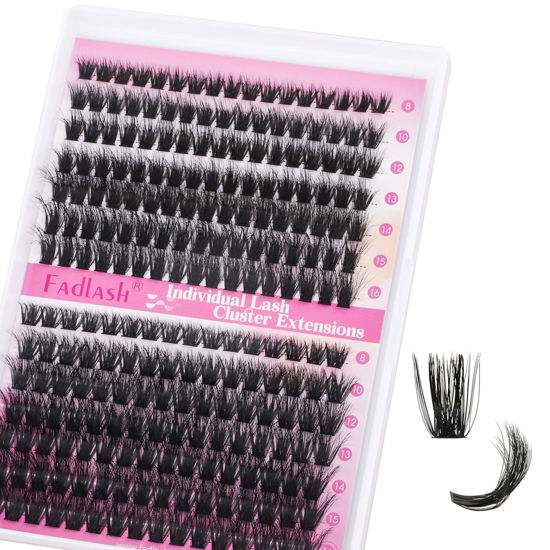 Picture of FADLASH Lash Clusters 80D+100D Fluffy Eyelash Clusters 8-16mm Individual Lashes Cluster Eyelash Extensions 3D Effect Wispy 280pcs Thick Lash Extension Clusters (80D+100D-0.07-D, 8-16mm)